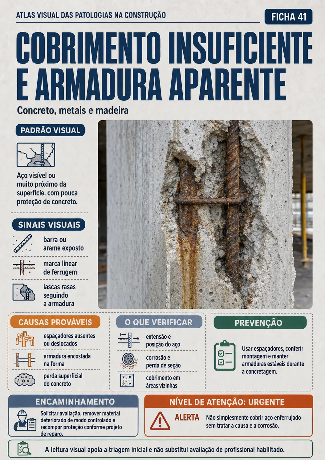 Prévia 10 do Atlas de Patologias: cobrimento insuficiente e armadura aparente